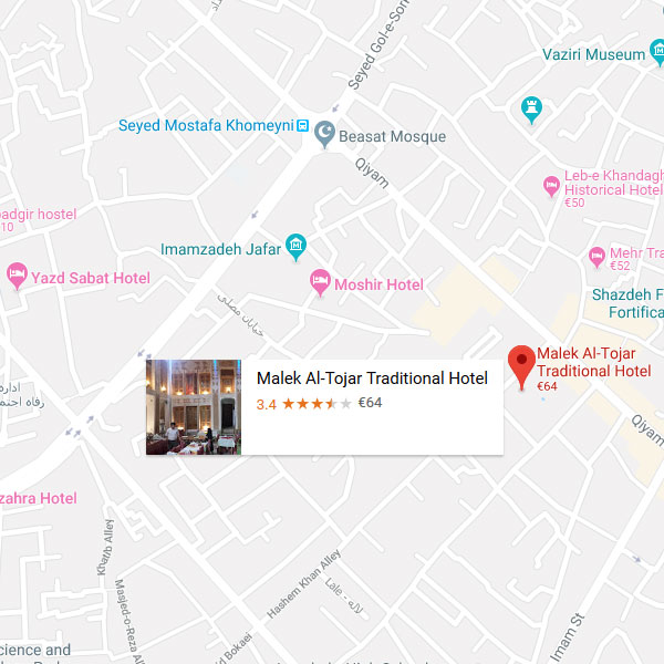 نقشه هتل آنتیک ملک التجار یزد