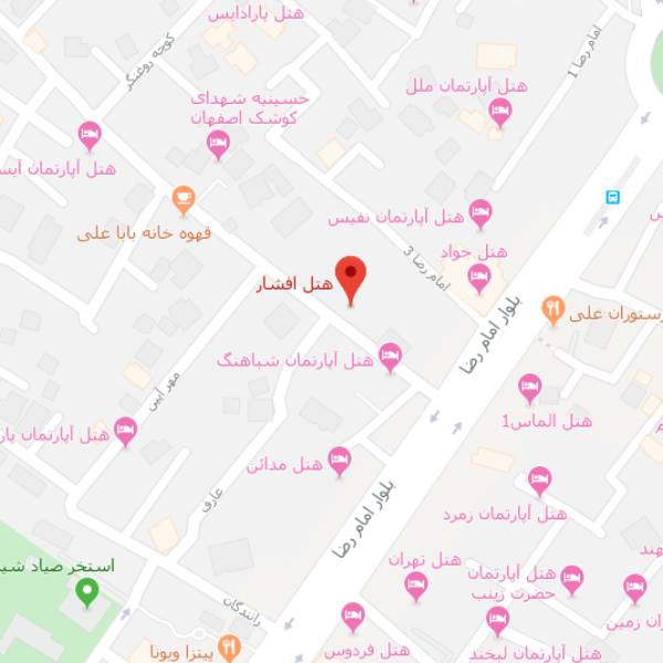 نقشه هتل افشار مشهد