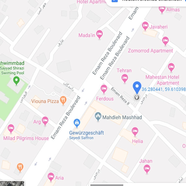 نقشه هتل آپارتمان دیدار مشهد