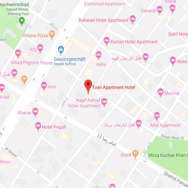 نقشه هتل آپارتمان ایوان مشهد