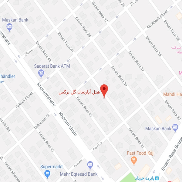 تصویر نقشه هتل آپارتمان گل نرگس مشهد