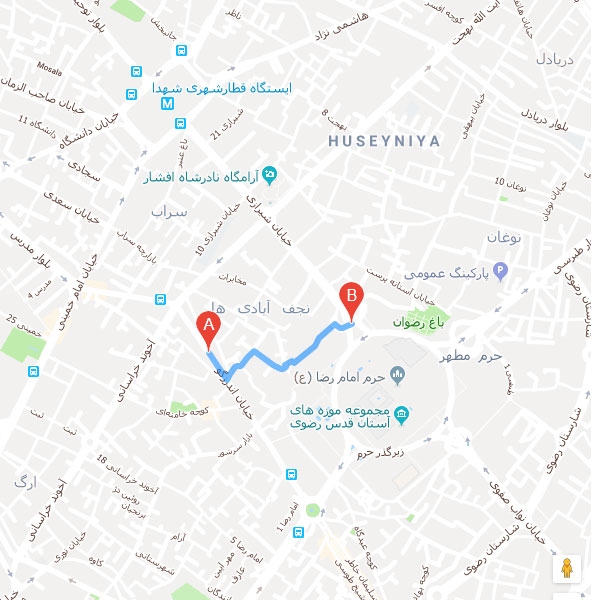 نقشه هتل حافظ مشهد