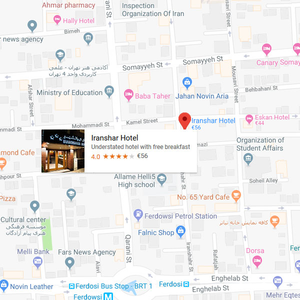 نقشه هتل ایرانشهر تهران
