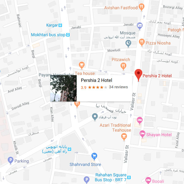 نقشه هتل پرشیا 2 تهران