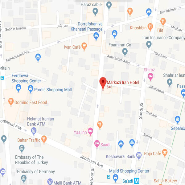 نقشه هتل مرکزی ایران تهران