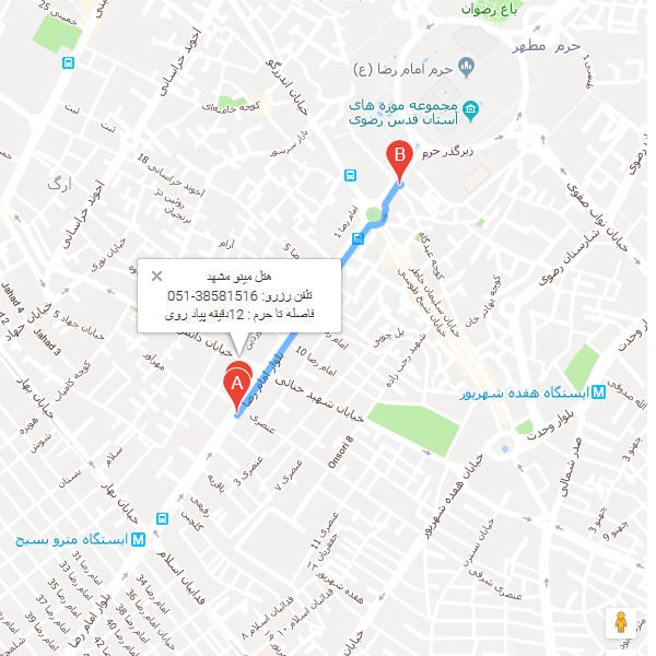 تصویر نقشه هتل مینو مشهد