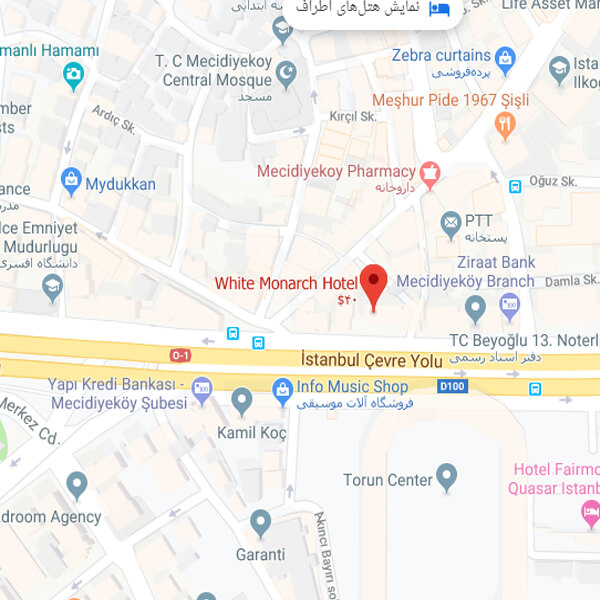 نقشه هتل مونارچ استانبول