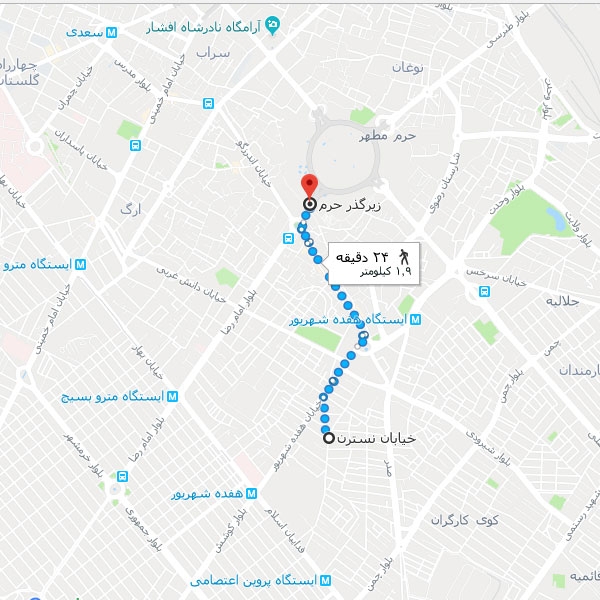 تصویر نقشه هتل آپارتمان مسافران مشهد