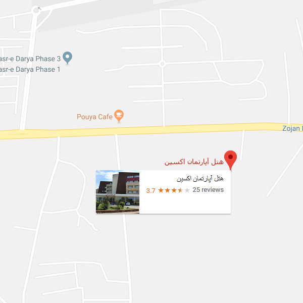 نقشه هتل آپارتمان اکسین محمودآباد