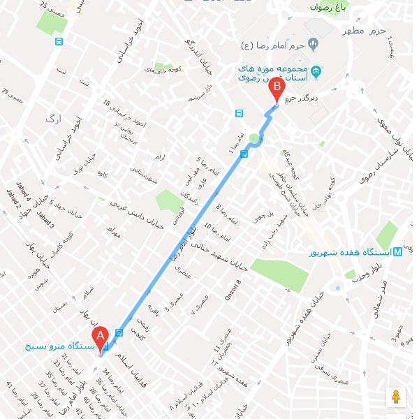 تصویر نقشه هتل پانیذ مشهد
