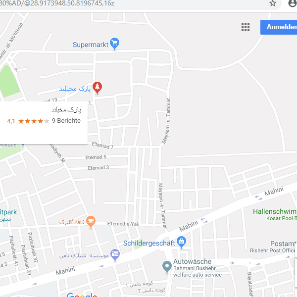 نقشه هتل مجتمع اقامتی پاپری بوشهر
