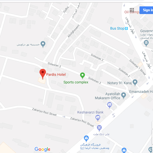 نقشه هتل پردیس کرج