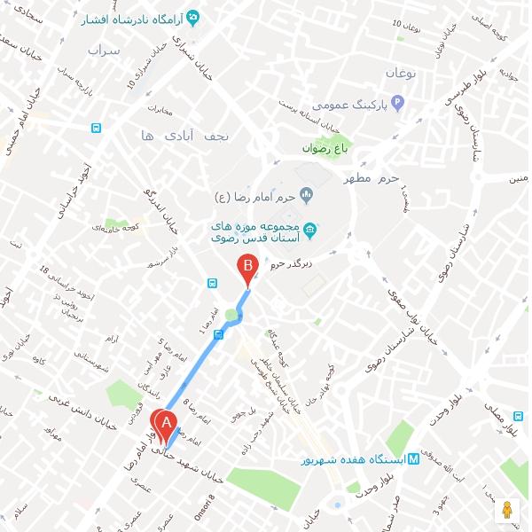 تصویر نقشه هتل آپارتمان پرنیان مشهد