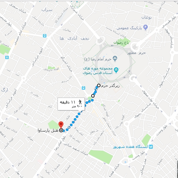 تصویر نقشه هتل پارس آوا مشهد