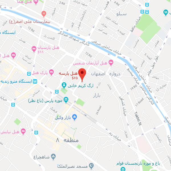 نقشه هتل پارسه شیراز