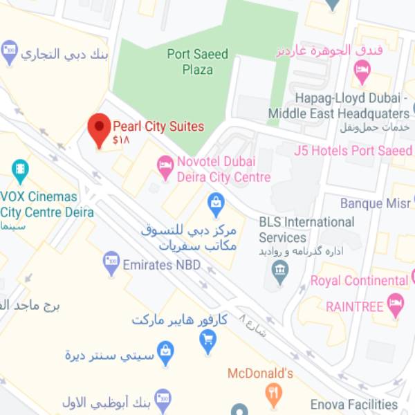 نقشه هتل پرل سیتی سوییتز دبی