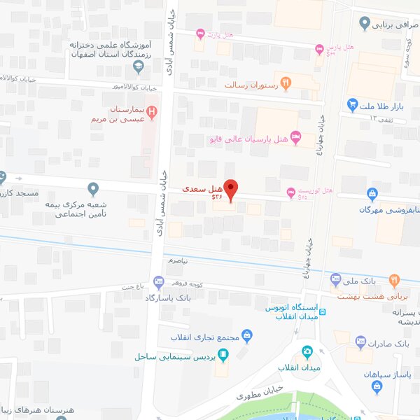 نقشه هتل سعدی اصفهان