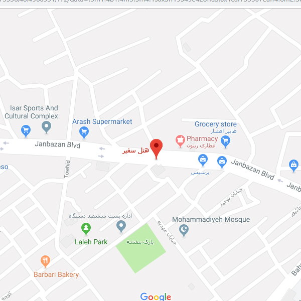 نقشه هتل سفیر همدان