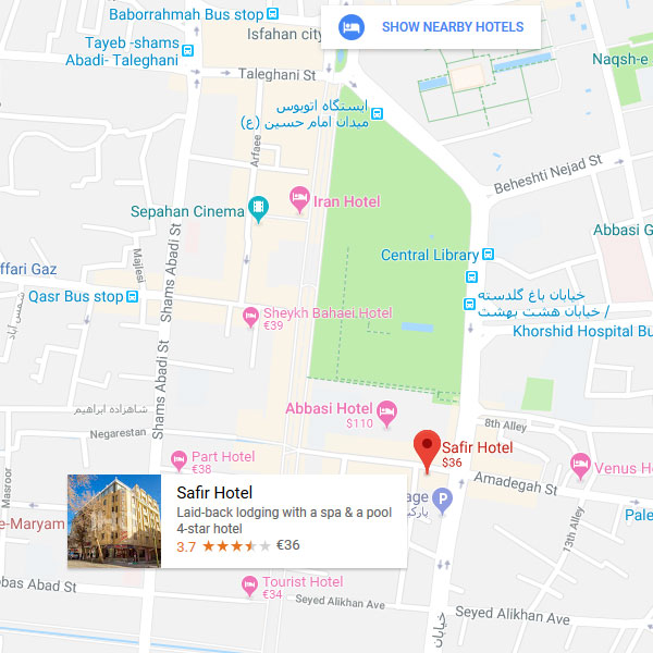 نقشه هتل سفیر اصفهان