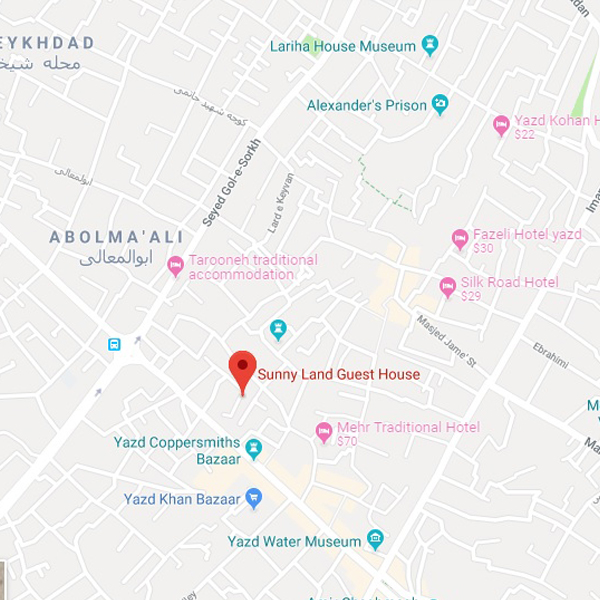 نقشه هتل اقامتگاه بومگردی سرزمین آفتاب یزد