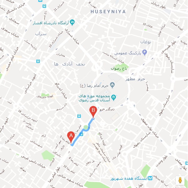 نقشه هتل آپارتمان شباهنگ مشهد