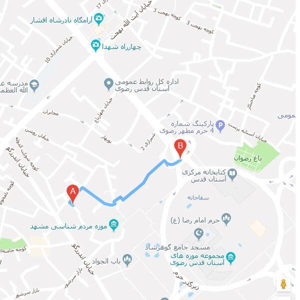 نقشه هتل شارستان مشهد