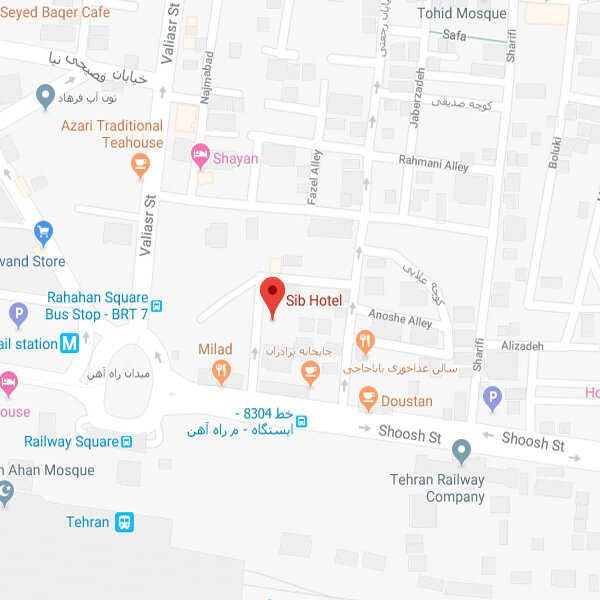 نقشه هتل آپارتمان سیب تهران