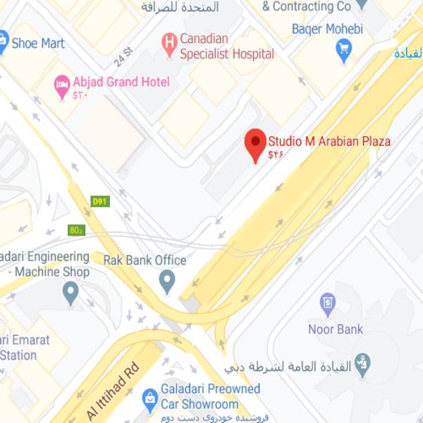 نقشه هتل آپارتمان ستادیو م آرابیان پلازا دبی