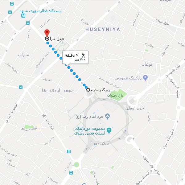 نقشه هتل تارا مشهد