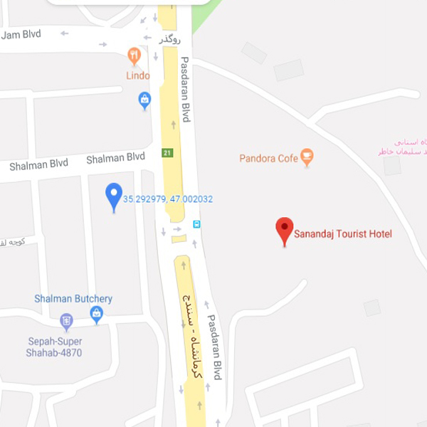نقشه هتل اقامتگاه بومگردی تریفه سنندج