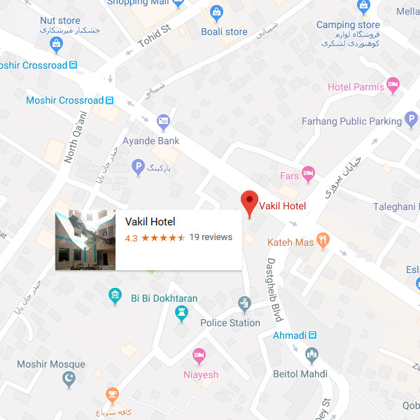 نقشه هتل وکیل شیراز