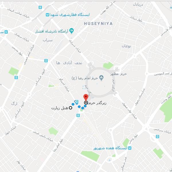 نقشه هتل زیارت مشهد